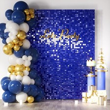 Usado, Fundo de parede COKAOBE azul cintilante, 24 peças painel de fundo quadrado cintilante lantejoulas, comprar usado  Enviando para Brazil