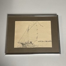 Vintage sailboat drawing d'occasion  Expédié en Belgium