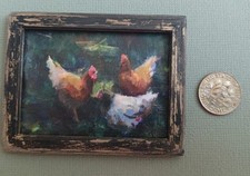Pintura em miniatura artesanal vintage para casa de bonecas Galinhas da Sorte para espaços em miniatura comprar usado  Enviando para Brazil
