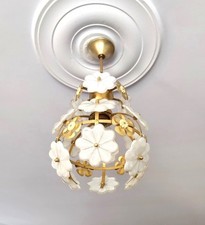 Candelabro floral vintage – Flores de vidro amarelo e branco estilo Murano dos anos 1980 comprar usado  Enviando para Brazil