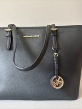 Bolsa tote Michael Kors couro saffiano preto grande jet set bolsa de viagem comprar usado  Enviando para Brazil