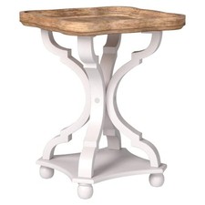 Mesa lateral quadrada de madeira rústica COZAYH mesa lateral para quarto, branca (caixa aberta) comprar usado  Enviando para Brazil