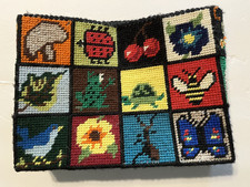 Bolsa de bordado ecologia anos 70 vintage colorida patchwork ponto cruz bolsa tote sem alças comprar usado  Enviando para Brazil