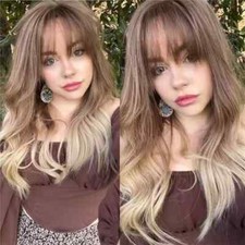 Peruca Ombre marrom loira ondulada com franjas 100% cabelo humano renda frente perucas 13x4  comprar usado  Enviando para Brazil