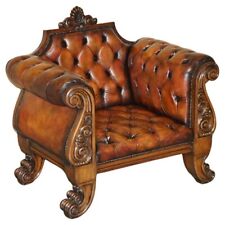 ENORME SILLÓN CHESTERFIELD KING/QUEENS TALLADO ORNAMENTALMENTE ANTIGUO TOTALMENTE RESTAURADO segunda mano  Embacar hacia Argentina