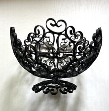 Tigela de frutas vintage de ferro forjado com pedestal Espanha gótica MCM preta comprar usado  Enviando para Brazil