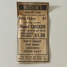 Jantares completos de frango assado Wussow's $1.50 1960 Oshkosh WI Ad SAH3-M12 comprar usado  Enviando para Brazil