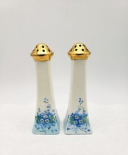 Saleiro e pimenta vintage bávaro Alemanha azul e branco pintado à mão floral comprar usado  Enviando para Brazil
