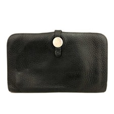 Usado, Carteira bifold longa de couro HERMES Dogon GM Taurillon Clemence preta/6BF0217 comprar usado  Enviando para Brazil