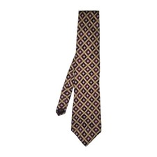 Gravata de seda Repp LTD grande e alta 65" ouro atético marrom estampa geométrica longa Itália comprar usado  Enviando para Brazil