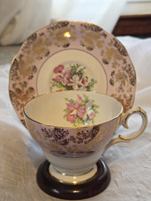 Xícara de chá e pires vintage 1950-1966 Queen Anne porcelana óssea, orquídeas rosa comprar usado  Enviando para Brazil