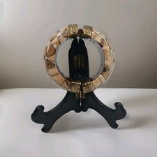 AUTÊNTICA PULSEIRA MARROQUINA - LATÃO E MADEIRA, PEDRA - FEITA À MÃO - VINTAGE, usado comprar usado  Enviando para Brazil