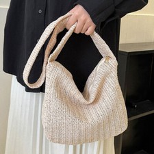 Bolsas de praia de verão moda bolsa de ombro tecida à mão para férias à beira-mar (branco) comprar usado  Enviando para Brazil