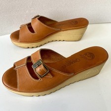 Sandálias anabela plataforma couro vintage Cherokee of California década de 1980 anos 90 fivela comprar usado  Enviando para Brazil