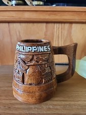 Caneca de madeira vintage esculpida à mão "Filipinas" *SEM FUMAÇA* comprar usado  Enviando para Brazil