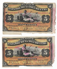 ESPAÑA: 5 PESOS BANCO DE ULTRAMAR. AÑO 1896. CON SERIE. MAL. ENVIO GRATIS. comprar usado  Enviando para Brazil