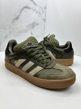 Używany, Adidas Samba Buty Męskie Rozmiar 11 Oliwkowo-Zielone Gumowa podeszwa Zamsz Trzy paski na sprzedaż Używany, Adidas Samba Buty Męskie Rozmiar 11 Oliwkowo-Zielone Gumowa podeszwa Zamsz Trzy paski na sprzedaż  Wysyłka do Poland