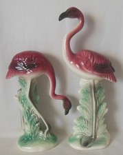 Par de estatuetas de flamingo rosa cerâmica MCM cabeça para cima e cabeça para baixo comprar usado  Enviando para Brazil