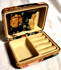 Organizador de caixa de viagem floral coberto de pano para joias bugigangas vintage com bolsa de encaixe comprar usado  Enviando para Brazil