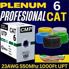Cabo Ethernet Cat6 Plenum 1000 pés CMP 23AWG 550MHz sólido 10 Gigabit fio de rede comprar usado  Enviando para Brazil