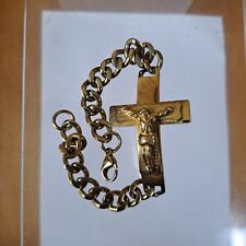 Pulseira crucifixo cruzado tom dourado aço inoxidável Rocawear 8,75" de comprimento comprar usado  Enviando para Brazil