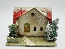 Casa de papelão Putz vintage pré-guerra com árvores e telhado vermelho comprar usado  Enviando para Brazil