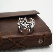 Ring Silver 925 Chrome Triple Star Fashion Hearts Goth Adjustable comprar usado  Enviando para Brazil