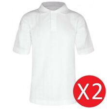 2 camisas polo masculinas escolares qualidade off-white manga curta 100% algodão idade 3-16 anos comprar usado  Enviando para Brazil