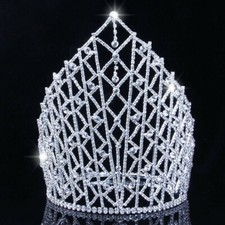 Coroa tiara feminina 21 cm de altura grande cristal rainha casamento rainha concurso comprar usado  Enviando para Brazil