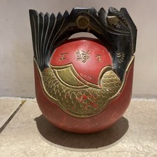 Tambor de peixe de madeira antigo templo budista feito no Japão. Marcado 玉鱗工 comprar usado  Enviando para Brazil