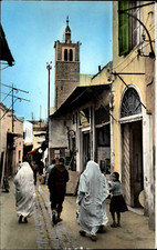TUNIS Afryka Souk el Blat Miejscowi w welonie AK ~1950/60 Pocztówka Tunezja, używany na sprzedaż  Wysyłka do Poland