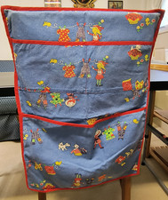 Organizador vintage de pano (parte de trás da cadeira) com 3 bolsos (1 lg/2 sm) para crianças, usado comprar usado  Enviando para Brazil