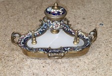 Suporte de tinta francês Champleve esmalte Ormolu e alabastro do século XIX - Palais Royale comprar usado  Enviando para Brazil