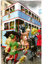 Cartão postal vintage ALFRED MAINZER CATS - #4858 - ÔNIBUS DE DOIS ANDARES comprar usado  Enviando para Brazil