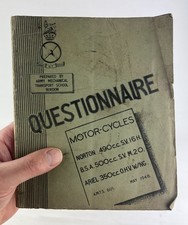 1948 ARMY MECHANICAL TRANSPORT SCHOOL QUESTIONNAIRE~NORTON/BSA/ARIEL MOTORCYCLES, usado comprar usado  Enviando para Brazil