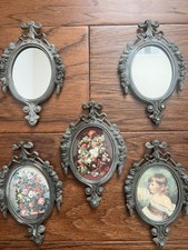 Lote de 5 quadros/espelhos de parede ovais ornamentados vintage pequenos 6”X4” feitos na Itália comprar usado Lote de 5 quadros/espelhos de parede ovais ornamentados vintage pequenos 6”X4” feitos na Itália comprar usado  Enviando para Brazil