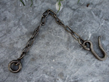 "Antigua cadena de gancho de hierro forjado colgante herramienta antigua cocina granero rústico granja 23" segunda mano  Embacar hacia Mexico
