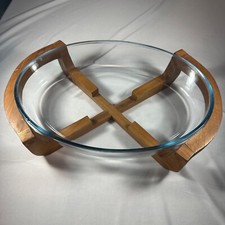 Berço de madeira de teca com caçarola oval de vidro Marinex 2-3 qt comprar usado  Enviando para Brazil