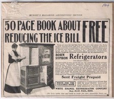 Refrigerador esmaltado branco anúncio impressão vintage empresa Bohn Syphon 1904 5,5" x 4,5" comprar usado  Enviando para Brazil