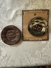 Mini prato de cerâmica Ragon House primitive redware 2” (2) comprar usado Mini prato de cerâmica Ragon House primitive redware 2” (2) comprar usado  Enviando para Brazil