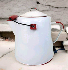 Cafeteira vintage branca com esmalte vermelho chaleira cowboy cabine fazenda comprar usado  Enviando para Brazil