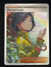 Pokemon - Parasol Lady - 255/182 Paradox Rift - Ilustracja specjalna rzadka - prawie idealny na sprzedaż  Wysyłka do Poland