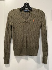 Suéter Ralph Lauren Polo Feminino de Malha com Decote V, Tamanho SP, Olive, usado comprar usado  Enviando para Brazil