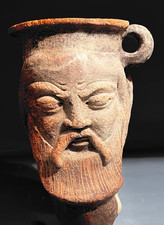 QUALIDADE MUSEU ANTIGO GREGO TERRACOTA RHYTON ÂNFORA EM FORMA ANTROPOMÓRFICA comprar usado  Enviando para Brazil