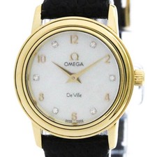 Relógio feminino OMEGA De Ville diamante mostrador esfregão ouro 18K quartzo 4670.75.02 BF575133 comprar usado  Enviando para Brazil