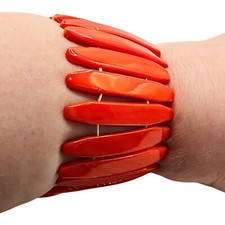 Pulseira elástica feminina robusta coral ousada brilhante colorida praia boho chique comprar usado  Enviando para Brazil