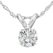 Colar pingente solitário de diamante real redondo 1/3 quilate em ouro branco ou amarelo 14k comprar usado  Enviando para Brazil