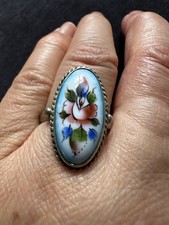Usado, Vintage Russo Pintado à Mão Rostov Finifit Flor Prata Anel Placa - Reino Unido Tamanho P comprar usado Usado, Vintage Russo Pintado à Mão Rostov Finifit Flor Prata Anel Placa - Reino Unido Tamanho P comprar usado  Enviando para Brazil