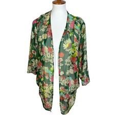 Kimono de tule transparente chiffon tropical floral cobertura tamanho G, usado comprar usado  Enviando para Brazil