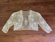 Bolero feminino com miçangas pequeno branco transparente glam festa noturna casamento MOB, usado comprar usado  Enviando para Brazil